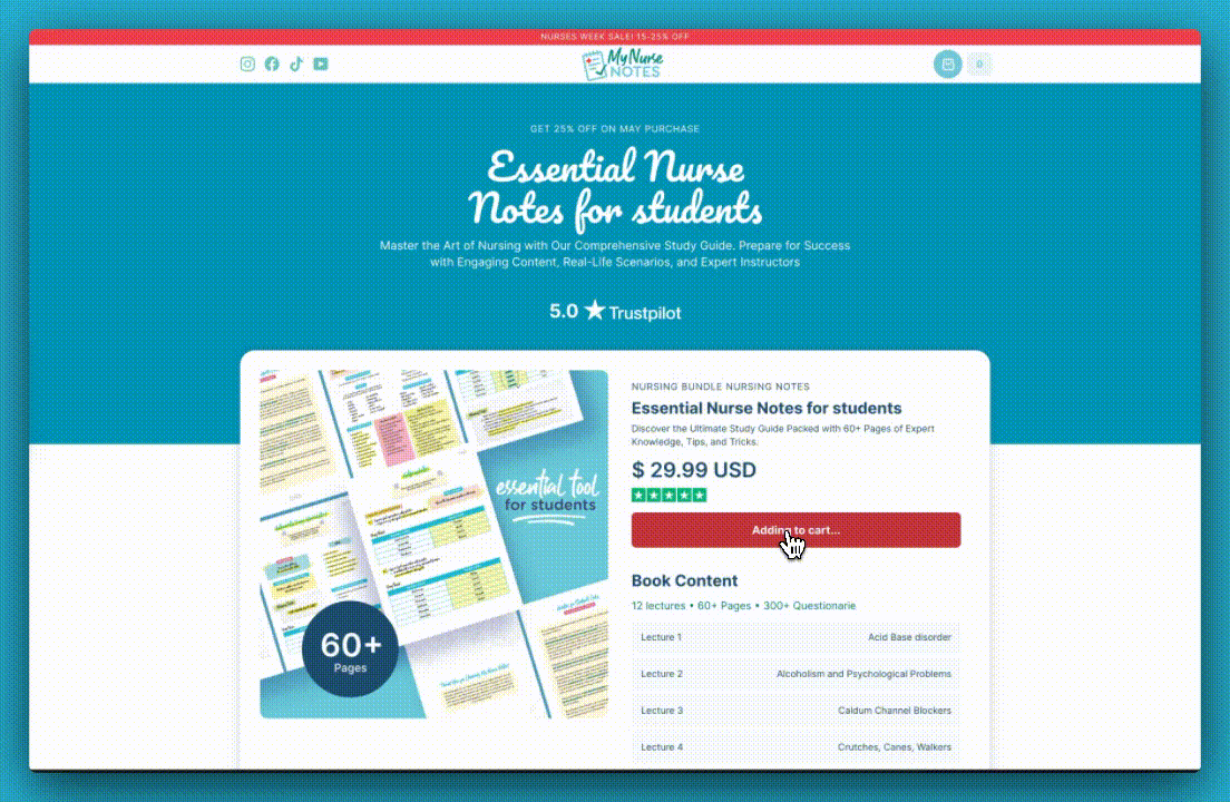 Book Nurse Shopify Store